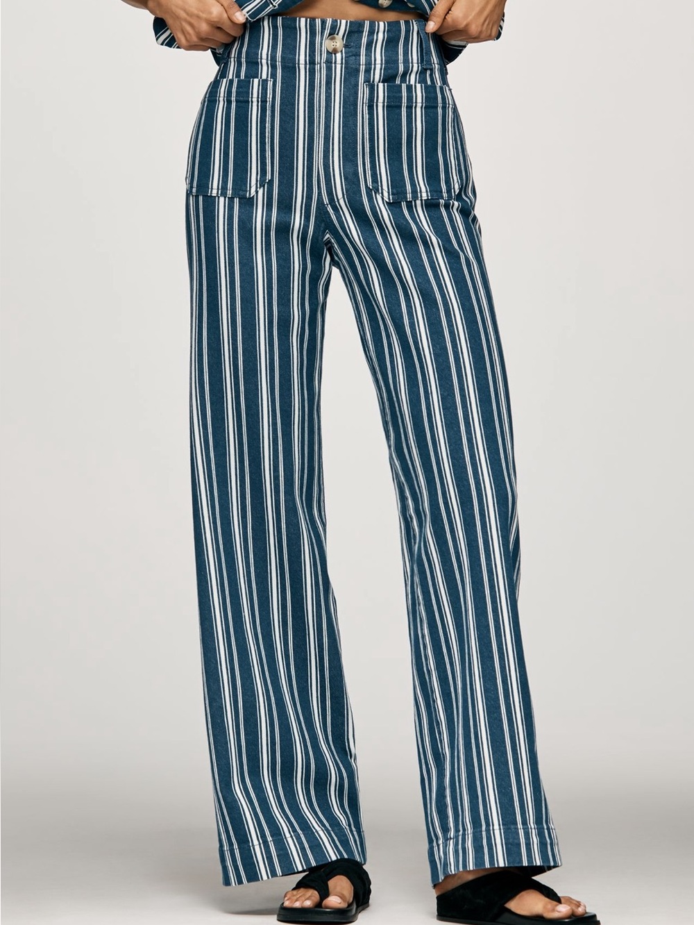 Anthropologie Colette Pants Maeve Full Length Wide Leg High Rise New 30 Stripe
